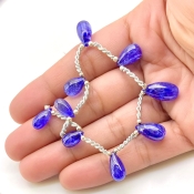 Tanzanite 10.5-16mm Smooth Drop Shape AA+ Grade Gemstone Beads Layout - Total 1 Strand of 8 Inch.