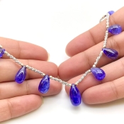 Tanzanite 10.5-16mm Smooth Drop Shape AA+ Grade Gemstone Beads Layout - Total 1 Strand of 8 Inch.
