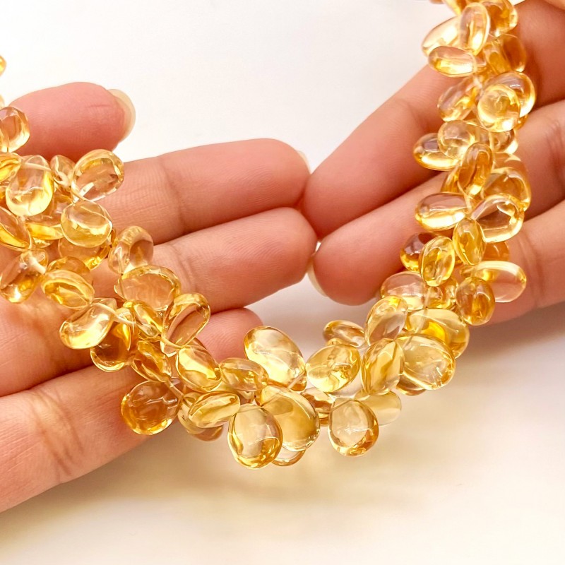 Citrine 7-12mm Smooth Pear Shape AAA Grade Gemstone Beads Strand - Total 1 Strand of 8 Inch.