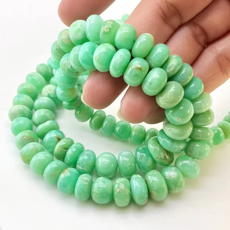 Chrysoprase 6-13mm Smooth Rondelle Shape AA Grade Gemstone Beads Strand - Total 1 Strand of 18 Inch.