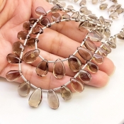 Smoky Quartz 7-14mm Smooth Pear Shape AA+ Grade Gemstone Beads Lot - Total 2 Strands of 18 Inch.