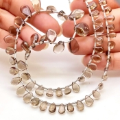 Smoky Quartz 7-14mm Smooth Pear Shape AA+ Grade Gemstone Beads Lot - Total 2 Strands of 18 Inch.