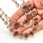 Smoky Quartz 7-14mm Smooth Pear Shape AA+ Grade Gemstone Beads Lot - Total 2 Strands of 18 Inch.