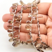 Smoky Quartz 7-14mm Smooth Pear Shape AA+ Grade Gemstone Beads Lot - Total 2 Strands of 18 Inch.