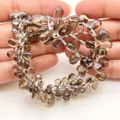 Smoky Quartz 7-14mm Smooth Pear Shape AA+ Grade Gemstone Beads Lot - Total 2 Strands of 18 Inch.
