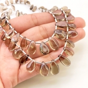 Smoky Quartz 7-14mm Smooth Pear Shape AA+ Grade Gemstone Beads Lot - Total 2 Strands of 18 Inch.