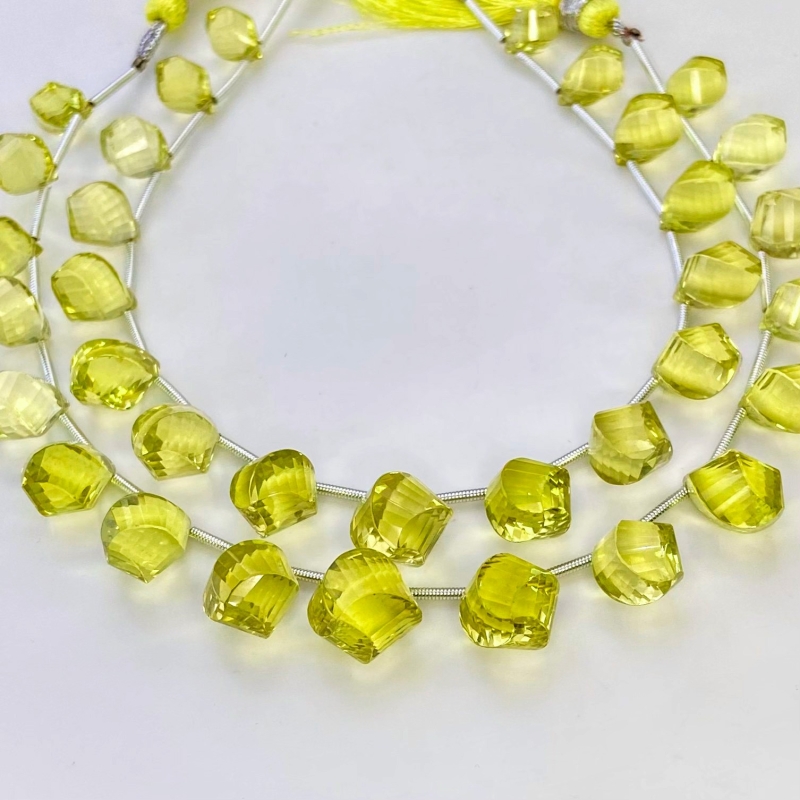 Lemon Quartz 10-15mm Briolette Twisted Shape AAA Grade Gemstone Beads Strand - Total 1 Strand of 8 Inch.