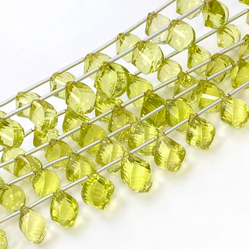 Lemon Quartz 10-15mm Briolette Twisted Shape AAA Grade Gemstone Beads Strand - Total 1 Strand of 8 Inch.