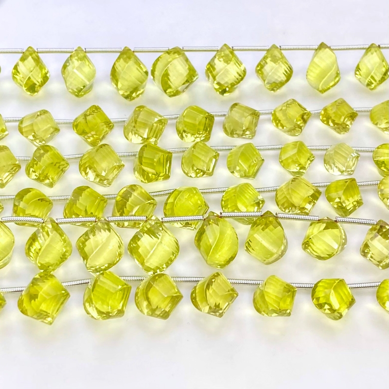 Lemon Quartz 10-15mm Briolette Twisted Shape AAA Grade Gemstone Beads Strand - Total 1 Strand of 8 Inch.