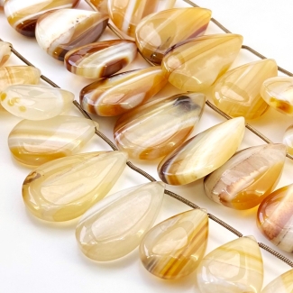 Agate 20-38mm Smooth Pear Shape AA Grade Gemstone Beads Lot - Total 6 Strands of 7 Inch.