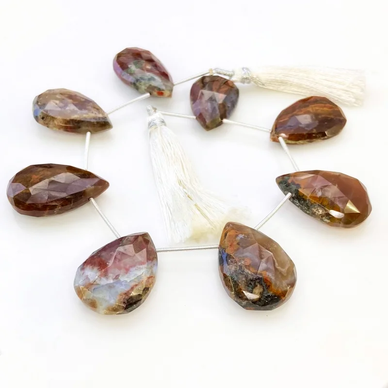 Agate 21-33mm Briolette Pear Shape AA+ Grade Gemstone Beads Lot - Total 5 Strands of 8 Inch.