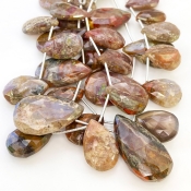 Agate 21-33mm Briolette Pear Shape AA+ Grade Gemstone Beads Lot - Total 5 Strands of 8 Inch.