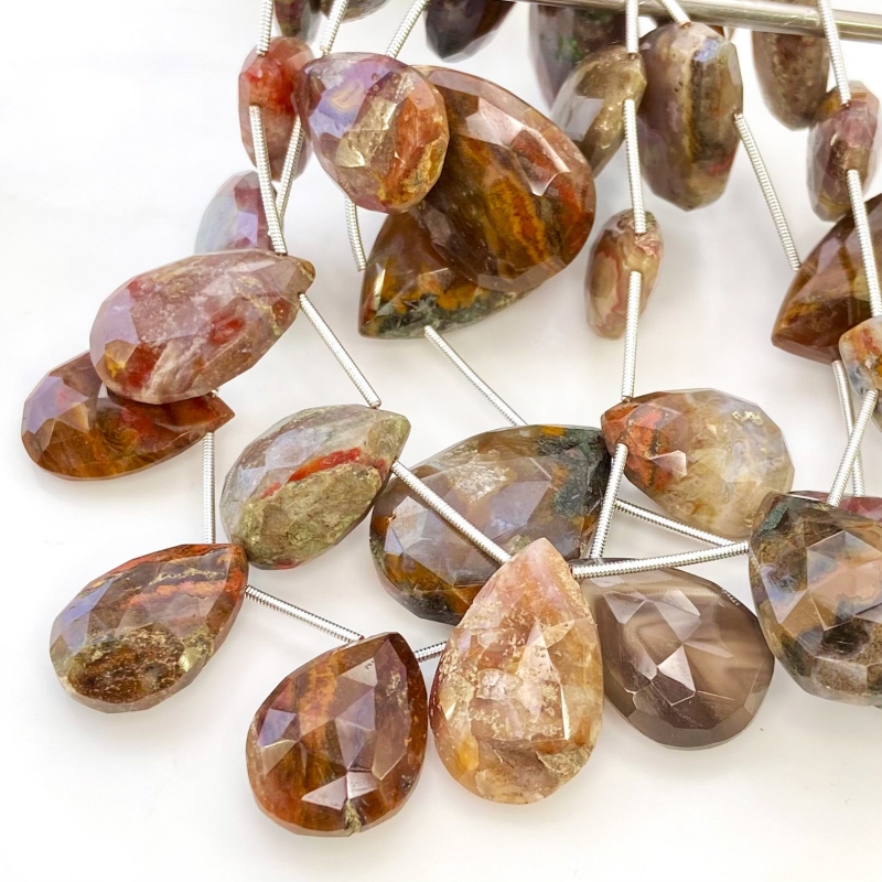 Agate 21-33mm Briolette Pear Shape AA+ Grade Gemstone Beads Lot - Total 5 Strands of 8 Inch.