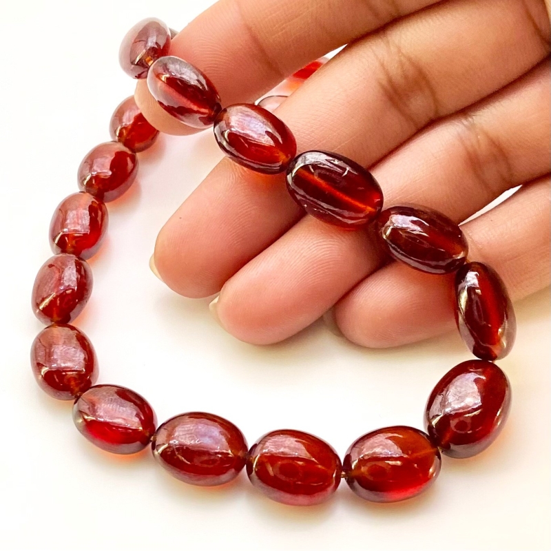 Hessonite Garnet 10-15mm Smooth Oval Shape AAA Grade Gemstone Beads Strand - Total 1 Strand of 15 Inch.