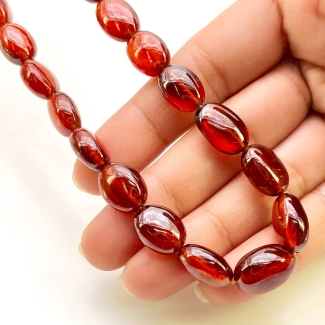 Hessonite Garnet 10-15mm Smooth Oval Shape AAA Grade Gemstone Beads Strand - Total 1 Strand of 15 Inch.