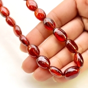 Hessonite Garnet 10-15mm Smooth Oval Shape AAA Grade Gemstone Beads Strand - Total 1 Strand of 15 Inch.
