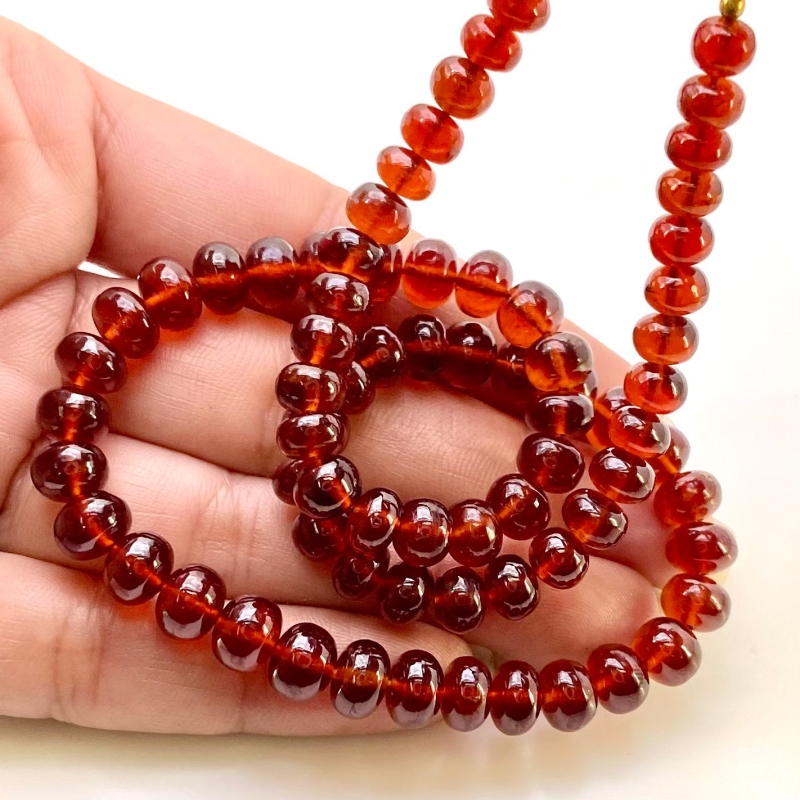 Hessonite Garnet 6-7mm Smooth Rondelle Shape AAA Grade Gemstone Beads Strand - Total 1 Strand of 15 Inch.