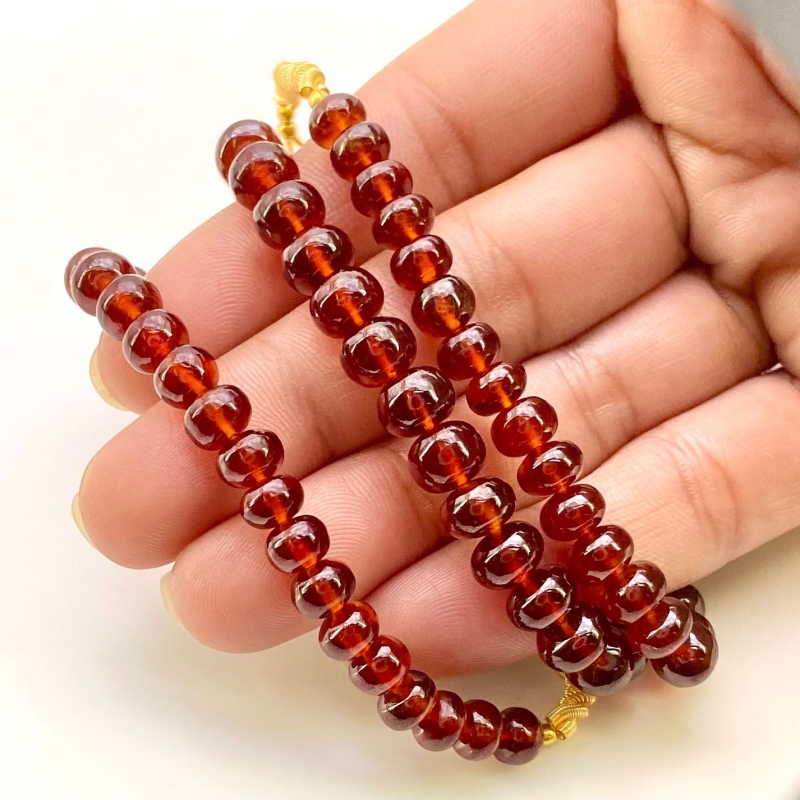 Hessonite Garnet 6-7mm Smooth Rondelle Shape AAA Grade Gemstone Beads Strand - Total 1 Strand of 15 Inch.