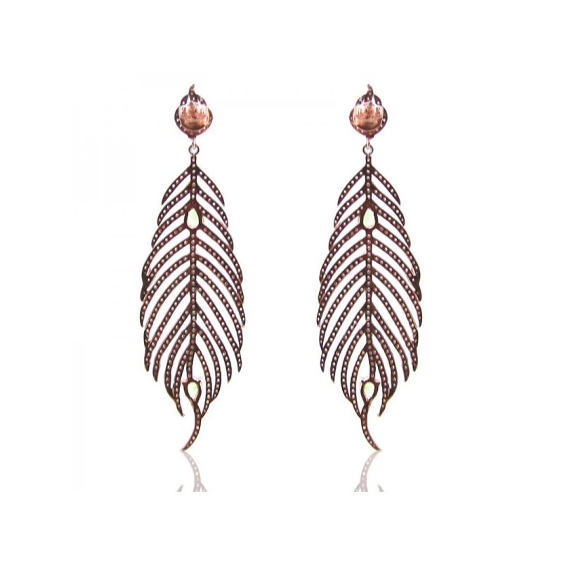 Peridot and Diamond White CZ 925 Sterling Silver Earrings