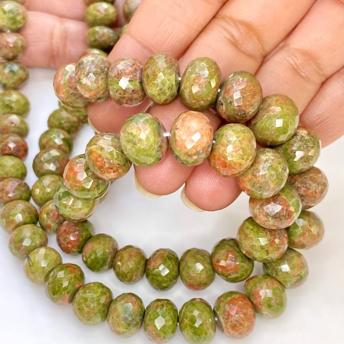 1 Strand Morganite Faceted Rondelle Shape Gemstone Beads, Gemstone