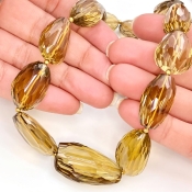 Whisky Quartz 16-32mm Faceted Nugget Shape AAA+ Grade Gemstone Beads Strand - Total 1 Strand of 16 Inch.