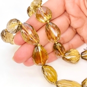 Whisky Quartz 16-32mm Faceted Nugget Shape AAA+ Grade Gemstone Beads Strand - Total 1 Strand of 16 Inch.