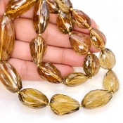 Whisky Quartz 16-32mm Faceted Nugget Shape AAA+ Grade Gemstone Beads Strand - Total 1 Strand of 16 Inch.