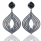 Spessartite Garnet and Diamond White CZ 925 Sterling Silver Earrings