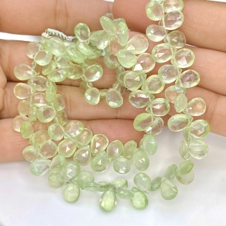 Prehnite 8-8.5mm Briolette Pear Shape AAA Grade Gemstone Beads Strand - Total 1 Strand of 8 Inch.