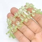 Prehnite 8-10mm Briolette Pear Shape AAA Grade Gemstone Beads Strand - Total 1 Strand of 8 Inch.