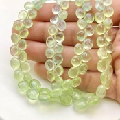 Prehnite 5-8mm Smooth Heart Shape AAA Grade Gemstone Beads Lot - Total 2 Strands of 8 Inch.
