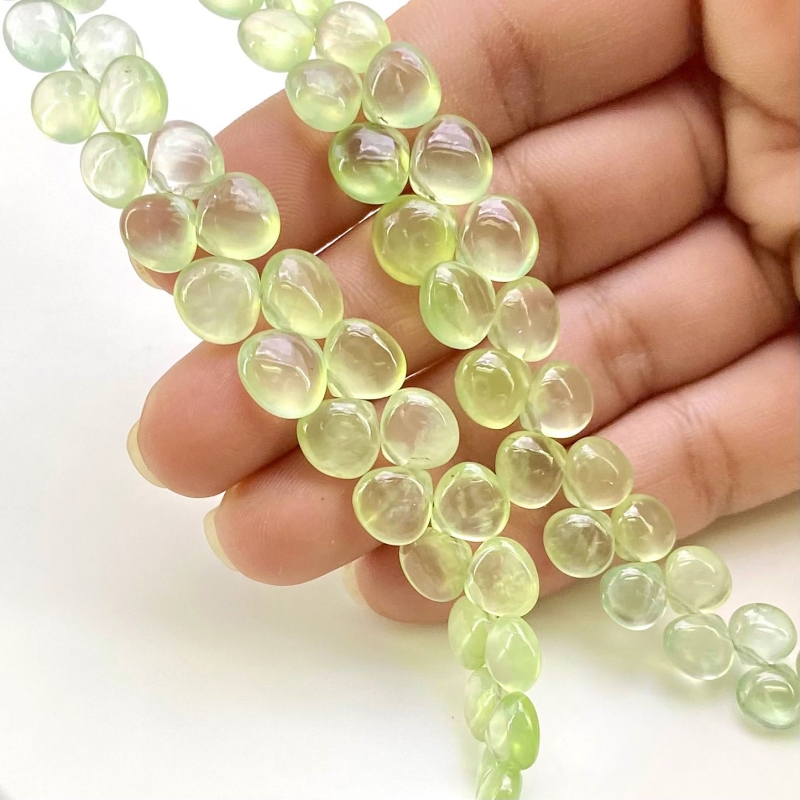 Prehnite 5-8mm Smooth Heart Shape AAA Grade Gemstone Beads Lot - Total 2 Strands of 8 Inch.