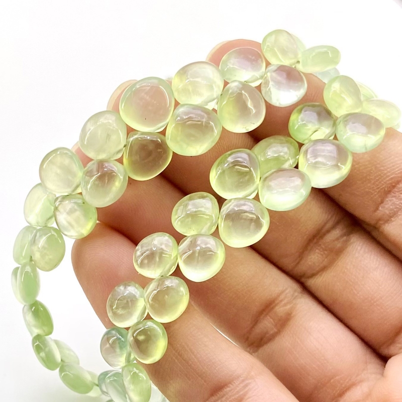 Prehnite 5-8mm Smooth Heart Shape AAA Grade Gemstone Beads Lot - Total 2 Strands of 8 Inch.