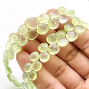 Prehnite 5-8mm Smooth Heart Shape AAA Grade Gemstone Beads Lot - Total 2 Strands of 8 Inch.