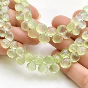 Prehnite 5-8mm Smooth Heart Shape AAA Grade Gemstone Beads Lot - Total 2 Strands of 8 Inch.