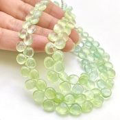 Prehnite 5-8mm Smooth Heart Shape AAA Grade Gemstone Beads Lot - Total 2 Strands of 8 Inch.