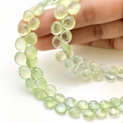 Prehnite 5-8mm Smooth Heart Shape AAA Grade Gemstone Beads Lot - Total 2 Strands of 8 Inch.
