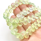 Prehnite 5-8mm Smooth Heart Shape AAA Grade Gemstone Beads Lot - Total 2 Strands of 8 Inch.