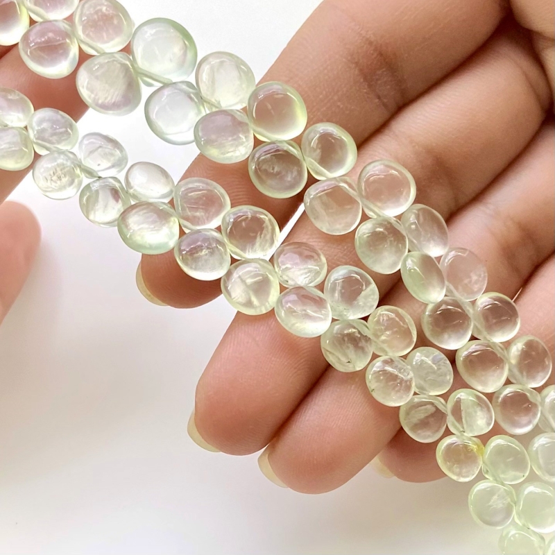 Prehnite 5-8mm Smooth Heart Shape AAA Grade Gemstone Beads Lot - Total 2 Strands of 8 Inch.