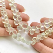 Prehnite 5-8mm Smooth Heart Shape AAA Grade Gemstone Beads Lot - Total 2 Strands of 8 Inch.