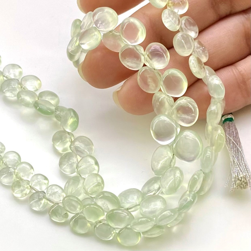 Prehnite 5-8mm Smooth Heart Shape AAA Grade Gemstone Beads Lot - Total 2 Strands of 8 Inch.