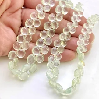 Prehnite 5-8mm Smooth Heart Shape AAA Grade Gemstone Beads Lot - Total 2 Strands of 8 Inch.
