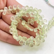 Prehnite 6-8mm Smooth Pear Shape AAA Grade Gemstone Beads Strand - Total 1 Strand of 9 Inch.