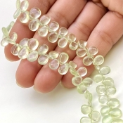 Prehnite 6-8mm Smooth Pear Shape AAA Grade Gemstone Beads Strand - Total 1 Strand of 9 Inch.