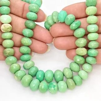 Chrysoprase 9-11mm Faceted Rondelle Shape AA Grade Gemstone Beads Strand - Total 1 Strand of 15 Inch.