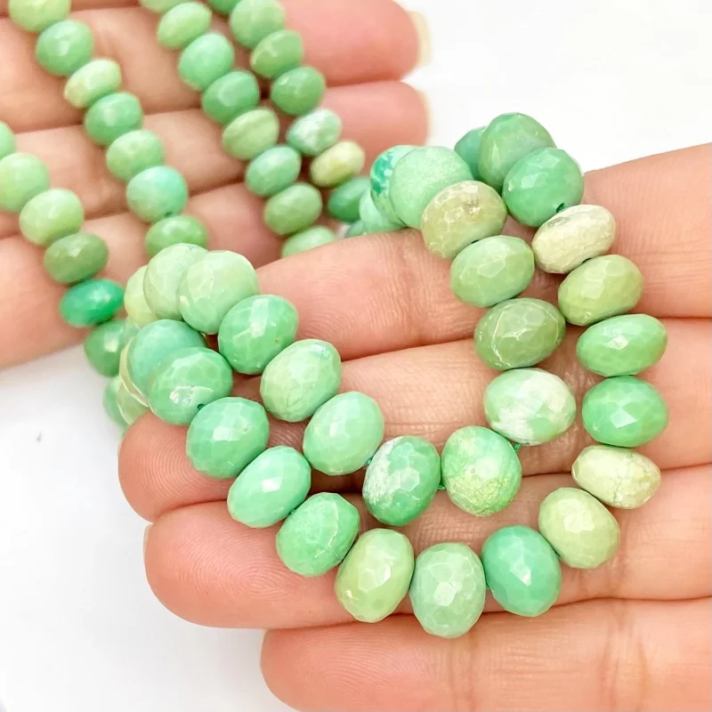 Chrysoprase 7-9.5mm Faceted Rondelle Shape AA Grade Gemstone Beads Strand - Total 1 Strand of 15 Inch.