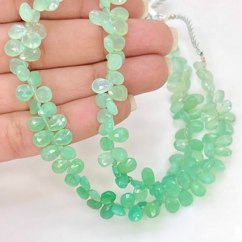 Chrysoprase 7-8mm Briolette Pear Shape AA+ Grade Gemstone Beads Strand - Total 1 Strand of 8 Inch.
