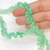 Chrysoprase 7-8mm Briolette Pear Shape AA+ Grade Gemstone Beads Strand - Total 1 Strand of 8 Inch.