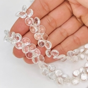 White Topaz 7-8mm Briolette Heart Shape AAA Grade Gemstone Beads Strand - Total 1 Strand of 8 Inch.