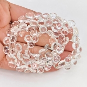 White Topaz 7-8mm Briolette Heart Shape AAA Grade Gemstone Beads Strand - Total 1 Strand of 8 Inch.